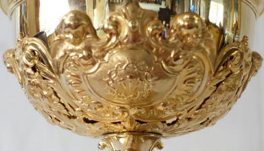 Antique French solid silver gilt Baroque Ciborium
